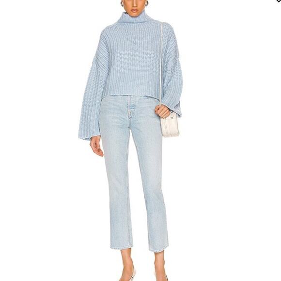 Weekend Stories Alexi Pullover Wool Blend Sweater in Sky Blue Size M - Picture 8 of 8